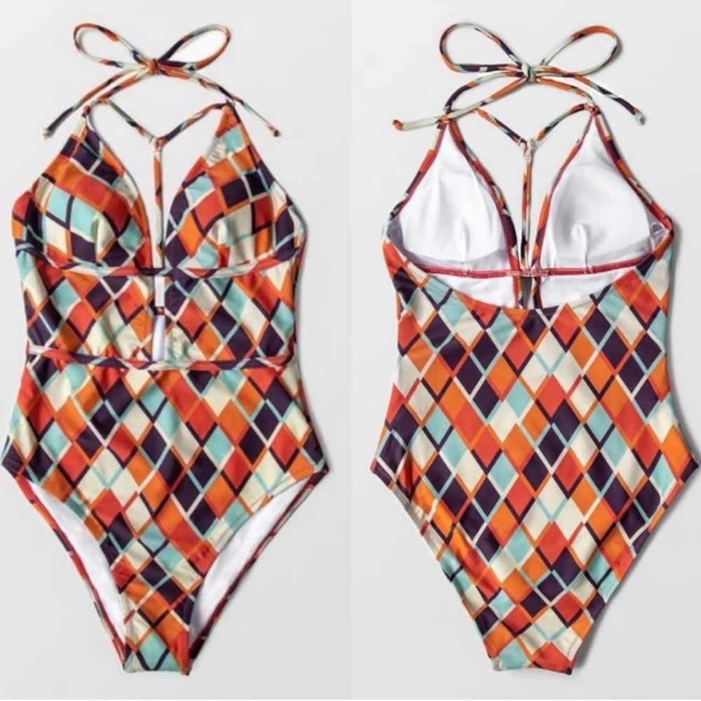 Cupshe Multicolor Geometric Swimsuit